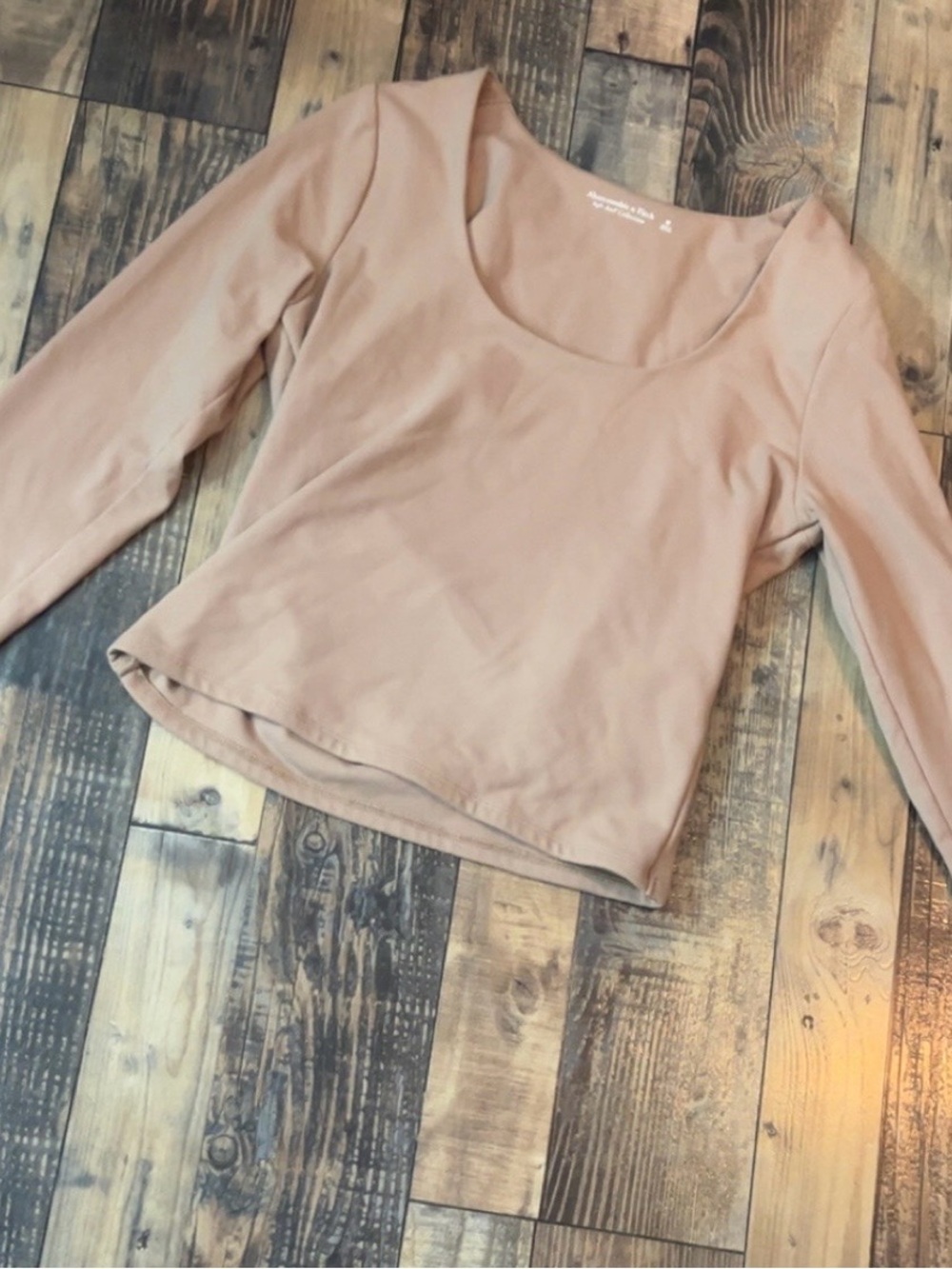 Abercrombie & Fitch Blush Scoop Neck Long Sleeve Top